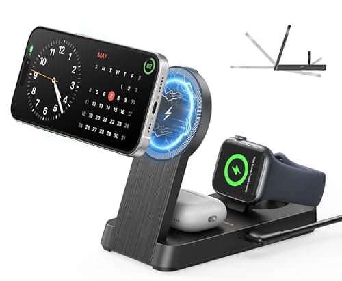 Kailwokk 3 in 1 Magnetic Wireless for iPhone Charging Station: Foldable Portable Charger for iPhone 17-12 Pro Max & Apple Watch & AirPods, for Apple Multiple Devices Charger for Home,Office&Travel