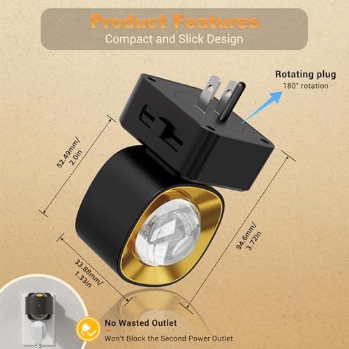 JandCase Night Lights Plug into Wall,0-150LM Super Bright Automatic Night Light with Dusk to Dawn, 180° Rotatable Plug in LED Nightlight Soft Warm for Halloween Decoration, Children Room,Party - Thumbnail 6