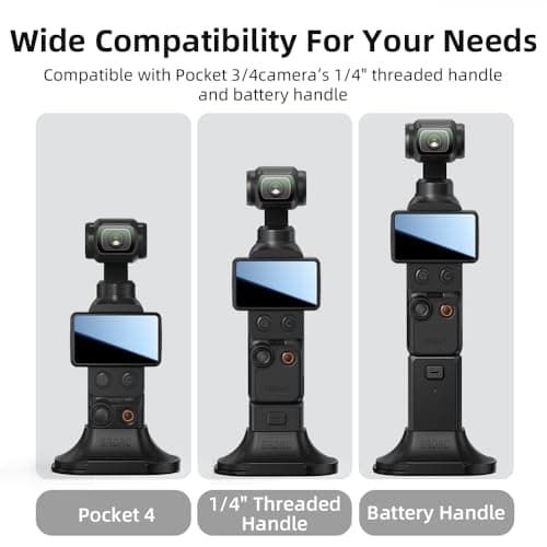 BRDRC Pocket 3 Stand Base Mount for DJI Osmo Pocket 4 / Xtra Muse Acessories, Silicone Detachable Dashboard Car Mount Non-Slip Stable Desktop Table Stand with Adhesive Base Accessory (Black) - Thumbnail 6