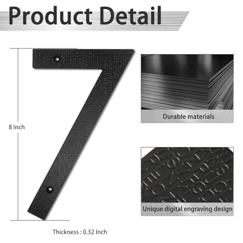 8 Inch House Numbers for Outside Modern | Large Floating Black House Numbers | Address Numbers/Door Garage Gate |911 Visibility Signage (7) - Thumbnail 3