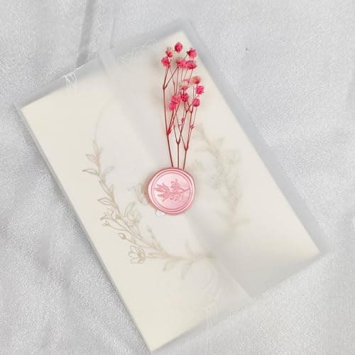 Pilloze 50 Pack Rose Vellum Jackets for 5x7 Invitations - Pre-Folded 115GSM Wedding Invitation Wraps for Wedding, Invitation Cards, Greeting Cards, Baby Shower, Birthday - Thumbnail 5
