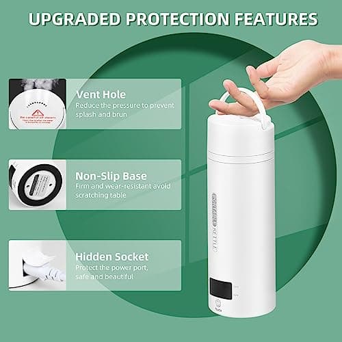 Travel Electric Kettle Portable Small Mini Tea Coffee Kettle Water Boiler, Water Heater with 4 Temperature Control,304 Stainless Steel with Auto Shut-Off & Boil Dry Protection, BPA-Free (White) - Thumbnail 6