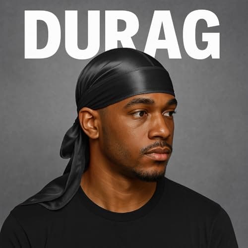 3PCS Silky Stocking Wave Caps, Compression Cap for Men Doo Rag, Award 1 Durag (Black) - Thumbnail 4