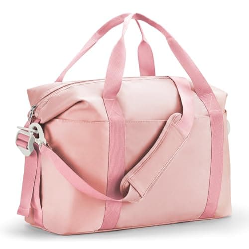 Percover Weekender Travel Duffel Bag for Women, Lightweight Soft-Structure 33L Carry-On, Water-Resistant Nylon with Shoulder Strap & Trolley Sleeve, Personal Item Friendly, Blush Pink - Image 1