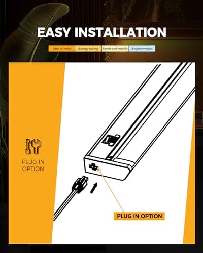 Snyloe 12" Under Cabinet Light Plug-in, 6.5W 500LM, Dimmable (100%/50%), Energy Efficient, 5FT Power Cord and 12" Linking Cord, Lightweight Design, Linkable Up to 30 Units, YT-4101-12 - Thumbnail 5