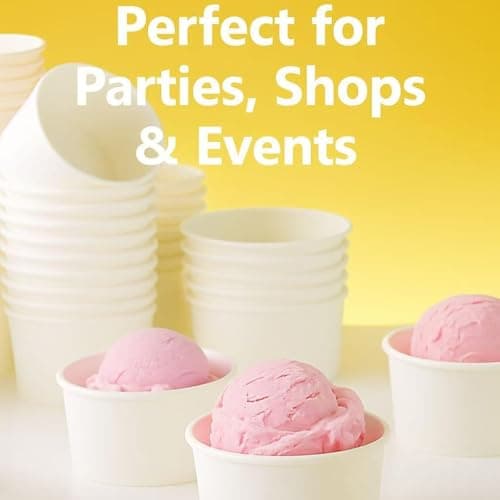 SOPARO 12 Oz Ice Cream Paper Cups Batch Disposable Solid Color Paper Dessert Bowls for Snacks, Sundaes, Party Giveaways, Ice Cream Bar Supplies Factory (200, White, 12OZ) - Thumbnail 3