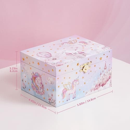 ProCase Unicorn Jewelry Box for Girls, Kids Musical Jewelry Boxes with Spinning Unicorn Doll, Birthday Gifts for Little Girls Children Toddler Ages 3 4 5 6 7 8 -Pink (Box Only) - Thumbnail 3
