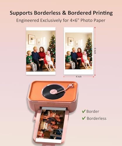 4x6 Photo Printer, Phone Printer with 20 Sheets & 1 Cartridge, AR Video Printing, Wi-Fi Connection, Bluetooth Speaker, Portable Instant Picture Printers for iPhone Android Gift Home Use, CP6000Pink - Thumbnail 5