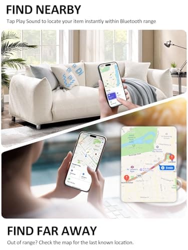 AI.QVOKA Smart Tracker Tag for iOS | Android, Item Locator Key Finder Works with Apple Find My & Google Find Hub | Bluetooth Tracker for Luggage, Keys, Wallet, Suitcases - 2 Pack - Thumbnail 3