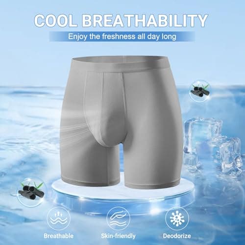 MEETYOO Men's Underwear Boxer Briefs Pack, Moisture-Wicking Underwear for Men Breathable No Ride Up Boxers - Thumbnail 4