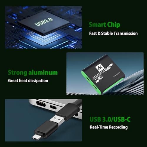 SUDTREEV HDMI Capture Card for Nintendo Switch 2, 1080P 60FPS, Green - Thumbnail 4