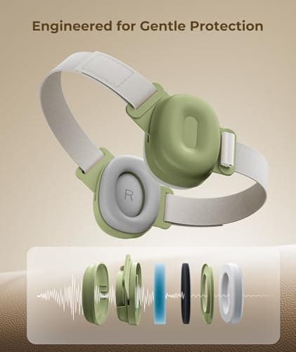 Eggiehug Baby Ear Protection Earmuffs, 25dB Headphones, Green - Thumbnail 3