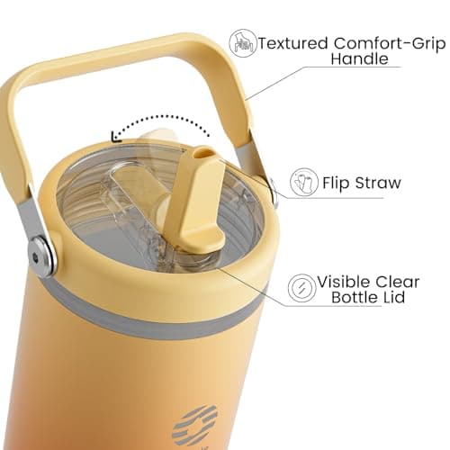 Fjbottle Insulated Stainless Steel Coffee Tumbler with Flip Straw, 40 Oz Hot Coffee Cup Travel Mug, Ice Cube Water Flask Leak Resistant Lightweight for Traveling & Home, Casual, Orange - Thumbnail 2