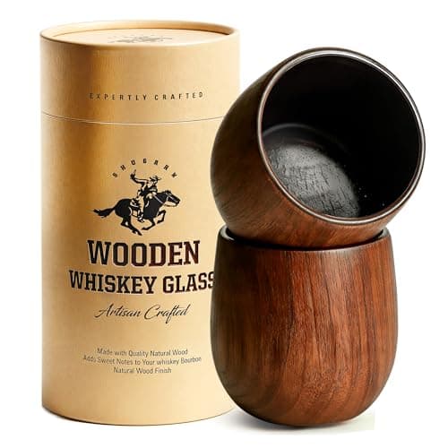 Shugahn Charred Wooden Bourbon Whiskey Glasses 2-Pack | Handcrafted Old Fashioned Tumbler | Premium Gift for Men & Whiskey Lovers - Image 1