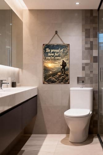Be Proud Of How Far Youve Come Tin Sign Inspirational Quote Metal Wall Decor Mountain Hiker Sunset Landscape Rustic Motivation Plaque Vintage Progress Art For Home Office Cabin 8x12 Inch - Thumbnail 4