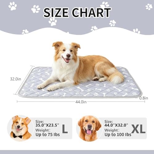 NACOCO Dog Cooling Mat with Non-Slip & Internal Waterproof Leakproof Design, Extra Thick, Machine Washable for Medium and Large Dogs for Crates, Beds, Sofas, Cars (44'' x 32'' X-Large, Grey Bone) - Thumbnail 5