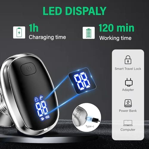 Head Shavers for Bald Men - Cordless Rechargeable Electric Shavers for Men, Dry Wet Bald Head Shavers with LED Display Rechargeable Shaving Grooming - Thumbnail 6