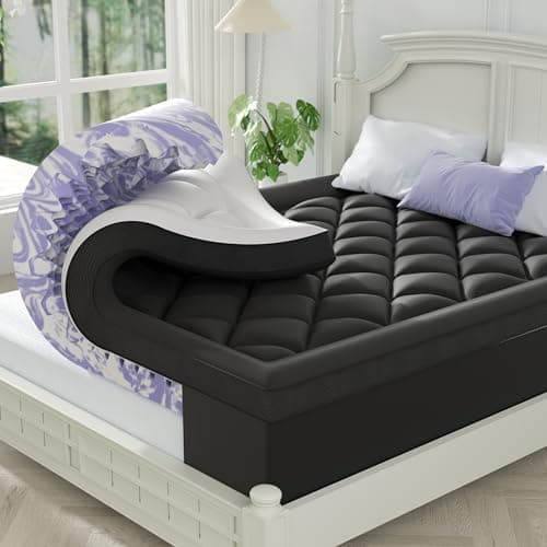 ChiXpace Dual Layer 4 Inch Memory Foam Mattress Topper Twin - 2 Inch Gel Memory Foam and 2 Inch Pillow Top Mattress Pad, 7-Zone Egg Crate Twin Size Mattress Topper (Black-White) - Image 1