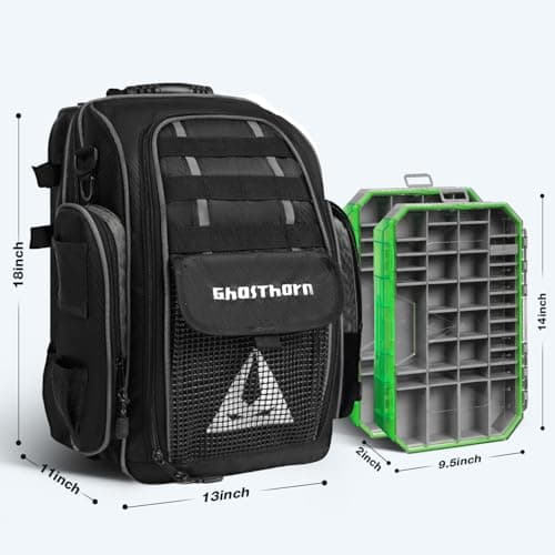 Ghosthorn Fishing Backpack 2 * 3700 Tackle Boxes 40L Waterproof Tackle Backpack with Rod Holders Large Outdoor Storage Tackle Bag for Fishing Men Women - Thumbnail 6