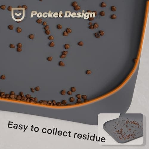 Dog & Cat Mat for Food and Water - Nityers Dog Food Mat for Floors Waterproof with Pocket, High Raised Edges, Thicker BPA Free Silicone, Pet Feeding mat for Bowl, Automatic pet Feeder, Water Fountain - Thumbnail 4