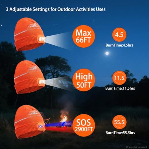 IVYWNT Emergency Sleeping Bag & LED Beanie Hat Set, Waterproof Thermal Mylar Bivy Sack, Portable Survival Gear for Hiking, Camping, Bug-Out Bags & Emergency Kits, Orange - Thumbnail 3