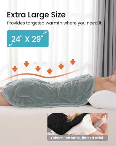 immtree Weighted Heating Pad for Period Cramps, 7lbs XXXL Size(29x24) with Fast Heat Technology, Heated Blankets for Adults, Deeper Pain Relief for Back, Shoulder and Knee - Thumbnail 3