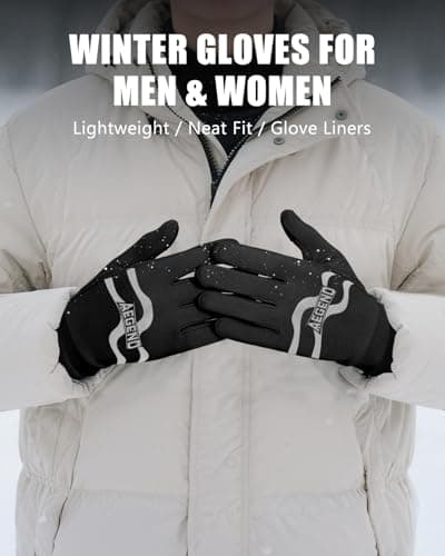 Aegend Lightweight Winter Gloves for Men Women, Warm Running Gloves Touchscreen Thermal Glove Liners for Cold Weather Driving, Cycling & Hiking, Non-Slip, Elastic Cuff, Stretchy, Durable - Thumbnail 6
