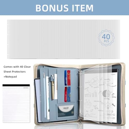 BRAVE ELK Zippered Padfolio Portfolio Binder, 40 Sleeves & Tablet Holder Case - Thumbnail 6