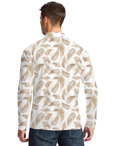 Pudolla Mens Sun Protection Shirt Men Quick Dry Long Sleeve Shirts Men Athletic Workout Shirts UV Protection Shirts(White Palm S) - Thumbnail 5