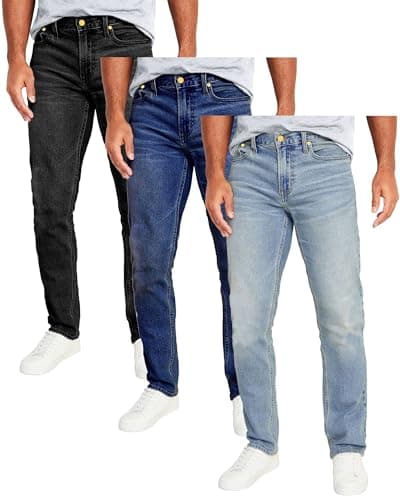 Galaxy by Harvic Mens Jeans 3-Pack Flex Stretch Slim Straight Pants - 5 Pocket Comfort Stretch Jeans for Men, Sizes 30-42 - Image 1