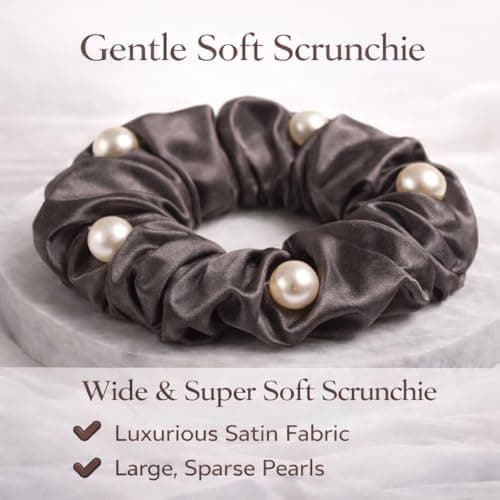 UaiUya 4PCS Pearl Satin Scrunchies, Softer Than Silk Hair Ties, Gentle for Frizz, Ideal Gifts for Women Basic - Thumbnail 6
