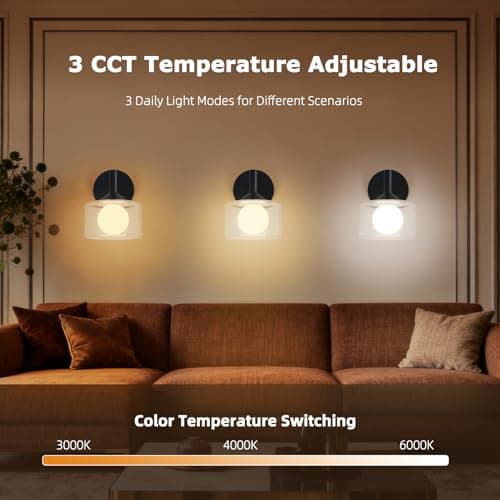 TYhogar Classy Wall Sconces Set of Two,Elegant Bedroom Wall Lights with Clear Glass,Black Sconces Wall Decor Set of 2 Hardwired Hallway Light Led Wall Sconces for Bathroom,Living Room,Indoor - Thumbnail 3