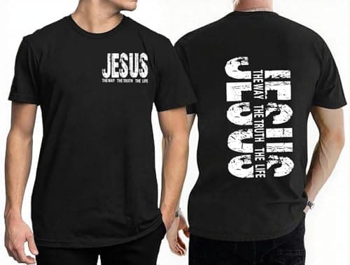 Christian Shirts for Men Faith Jesus Religious Vintage Graphic Tshirts Funny Bible Verse Gifts Top Black - Image 1