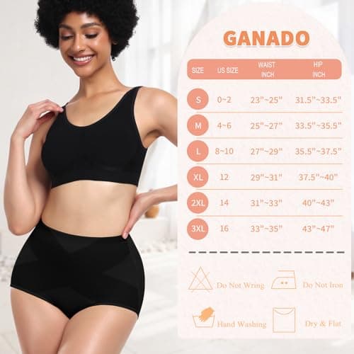 Ganado Tummy Control Shapewear Panties for Women High Waisted Shaping Underwear Body Shaper Slimming Panty Girdle (Black+beige(solid) 3X-Large) - Thumbnail 6