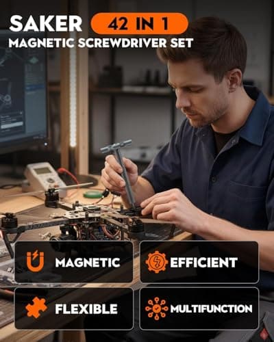 Saker 42-in-1 Magnetic Screwdriver Kit with T Handle Multi-Bit Ratchet Screwdriver Set Gifts for Father, Dad, Home, Computer, Bicycle, Furniture, DIY Dark Grey - Thumbnail 2