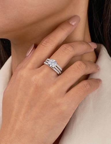 IMOLOVE Moissanite Wedding Band for Women, 0.3CT D Color VVS1 Moissanite, Half Eternity Band, Stackable Promise Ring for Engagement, Anniversary, Proposal Size 8 - Thumbnail 5