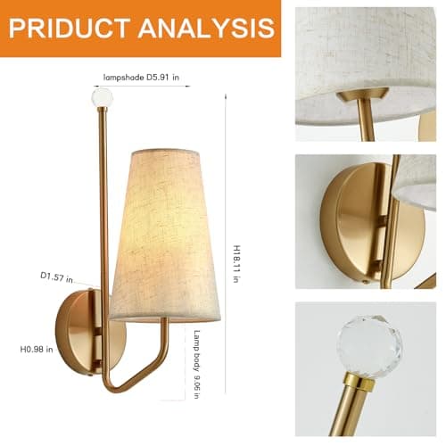 MHSNL Small Battery Operated Wall Sconces,Rechargeable Wall Lights Set of 2 with Remote Dimmable Cordless Battery Sconce Indoor Wall Lamps for Bedroom Living Room Bedside Hallway Stairs Bathroom Gold - Thumbnail 5