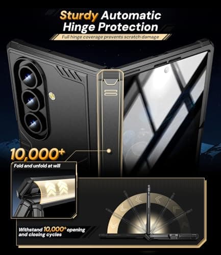 Kaiiecal for for Samsung Galaxy Z-Fold-7 Case: Military Shockproof Rugged Hinge & Privacy Screen Protector [Anti Spy] [Dual-Stand] [Anti-Fingerprint] Durable Bumper Cover for Z Fold7 5G 2025 (Black) - Thumbnail 6