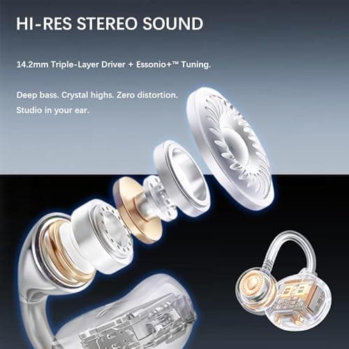 M30 Open Ear Earbuds, Bluetooth 6.0 Wireless Ultra Audio, ENC AI Air Conduction Headphones, 60H Playtime, Stereo Sound, Touch Control, Premium Clip-On Open-Ear Earphones for Office & Daily Use - Thumbnail 5