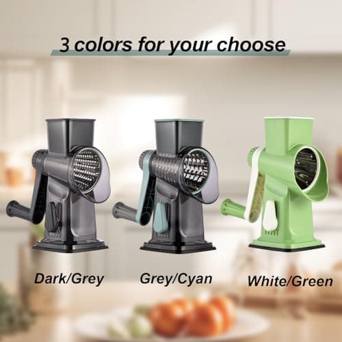 Spylandy Rotary Cheese Grater, 3-in-1 Manual Vegetable Slicer with Handle, Safer Kitchen Mandoline Shredder with Suction Base for Cheese, Nuts, Potatoes & Salads – Easy to Clean (Green) - Thumbnail 5