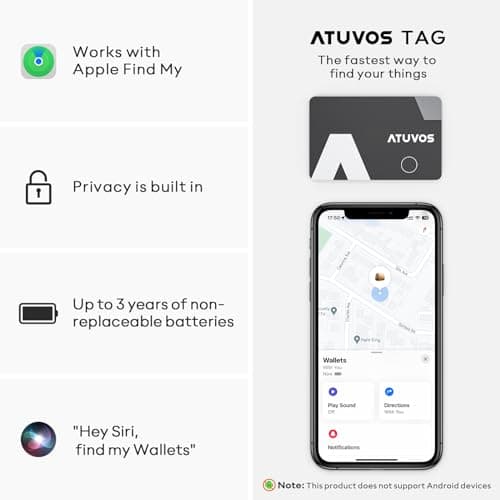 ATUVOS Blueooth Tracker Slim, Smart Air-Tag Wallet Card Ultra Thin 2 Packs Compatible with Apple Find My App (iOS Only), Item Locator for Luggage, Keys, Passport, Bags, IP67 Waterproof - Thumbnail 5