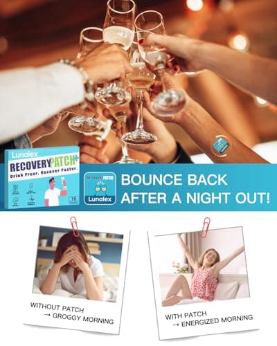 Lunalex Recovery Patch 48 Pack - Wake Up Refreshed & Balanced After Celebration - Plant-Based Formula for Morning Wellness - Bachelorette & Wedding Party Favors - 2 Patches per Sachet, Waterproof - Thumbnail 2