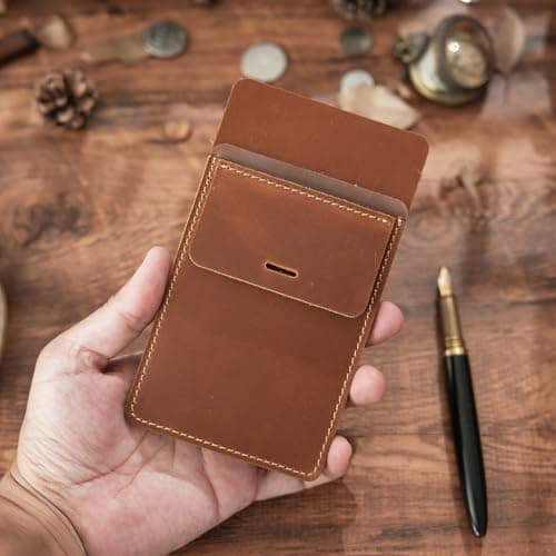 GDCELPA Leather Pen Holder Pocket Protector for Men Shirt Heavy Duty Fountain Pen Organizer Clip Pencil Bag Sleeve(Coffee) - Thumbnail 4