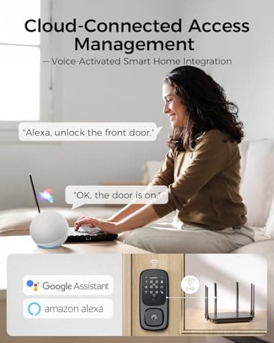 ARPHA Keyless Entry Door Lock, Palmar Vein Recognition Deadbolt with Handleset for Front Door, Built-in WiFi, Amazon Alexa, Google Assistant, App-Control, Voice Control, NFC (No Handle) - Thumbnail 3