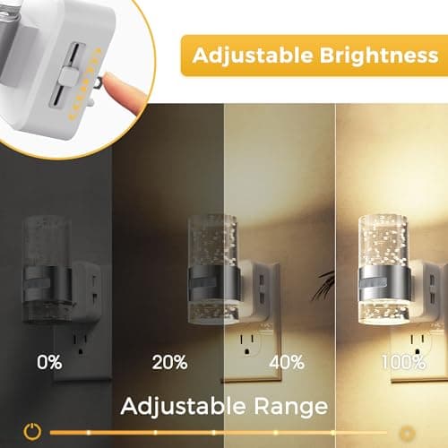 L LOHAS LED Motion Sensor Night Light,Dimmable Night Lights Plug into Wall, 2 Pack 3000K Night-Lights with 0-100 LM Adjustable, Acrylic Bubble Plug in Nightlight for Bathroom Hallway Nursery - Thumbnail 2