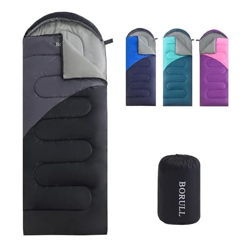 Sleeping Bags for Adults Warm Weather Backpacking Compact Lightweight Camping Sleeping Bag with Compression Sack for Kids Girls Camping Essentials Gear for Hiking Travel Climb Outdoor Indoor 3lb Black - Image 1