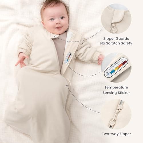 Unisex Sleeping Bag for Babies and Toddlers 1.0 Tog Sleep Sack 6-18 Months, Newborn Sleep Sack, Wearable Blanket Baby, One Piece Long Sleeves, Gifts for Baby - Thumbnail 5