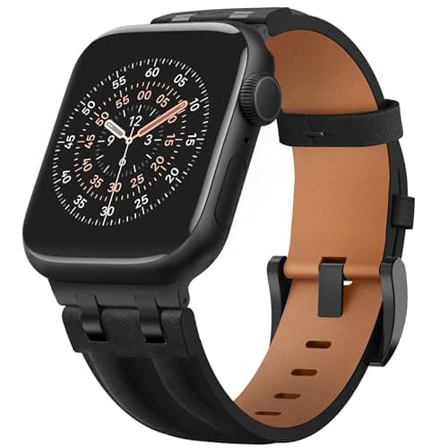 CDRCICI Vintage Leather Strap Compatible with Apple Watch Band 46mm 45mm 44mm 42mm 49mm for Men Women, Rugged Metal Connector Genuine Leather Replacement Strap for iWatch Series 11 10 9 8 7 6 5 4 3 SE Ultra 3 2 1