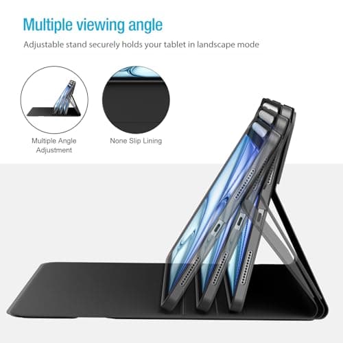 ProCase Touchpad Keyboard Case for iPad Air 11 Inch M4/M3/M2 & Air 5/4 10.9, Detachable Keyboard with Precision Multi-Touch Trackpad, Slim Protective Case with Pencil Holder for Work & Travel-Black - Thumbnail 4