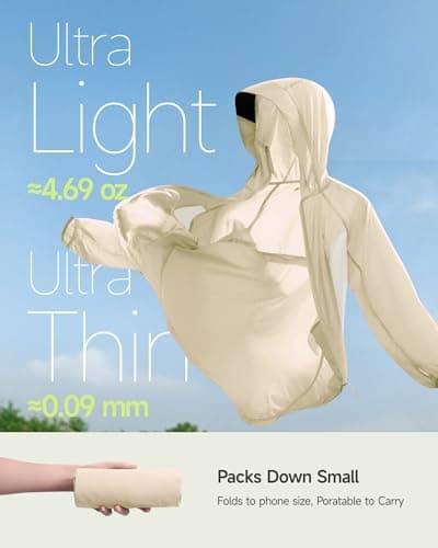 BENEUNDER Women's UPF 50+ Lightweight Sun Protection Jacket Athletic Short Hoodie Full Zip Long Sleeve Packable Track Workout Tops - Thumbnail 4
